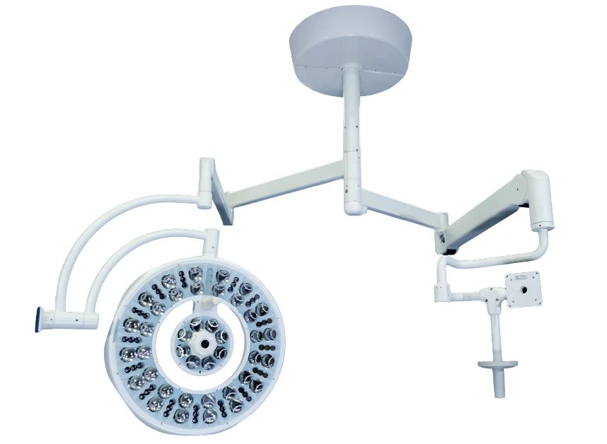 Medical ceiling luminaire with emergency power supply adjustable single unit with an additional console "EMALED 602/X" (surgeon)