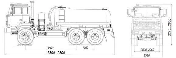 Vacuum tanker truck MV 4680L8-10 on Ural 4320-4151-79, 4320-4151-81, 4320-4151-83 chassis.