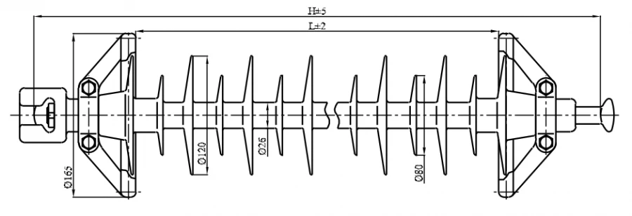 Linear suspended rod insulator with protective sheath made of organosilicon composition LC 160/110-I-4 GP