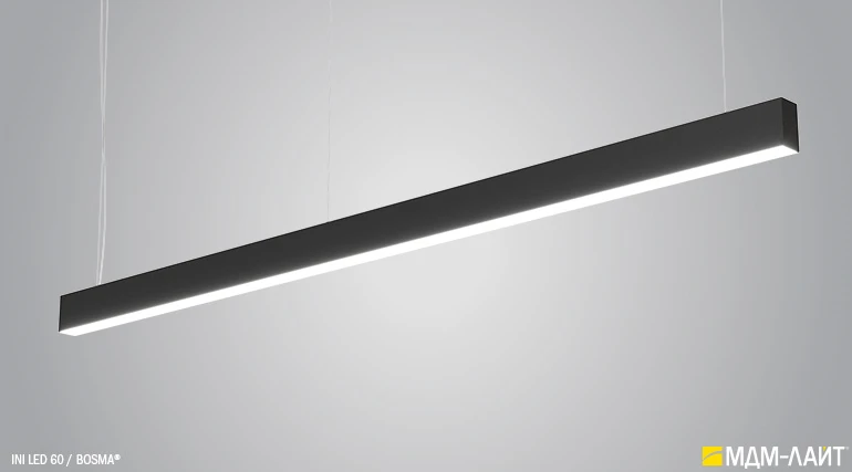 Luminaires with LED light source, INI LED 60 LN series, model BIN60LN0404, trade mark "BOSMA".