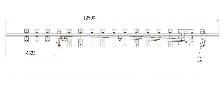 Straight frame rail with curved shank of project 2643.04.000