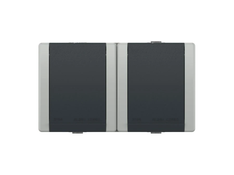 CADUCEUS ALING POWER Double socket for open installation with earthing with plastic base with cover 16A, 250V~, IP4