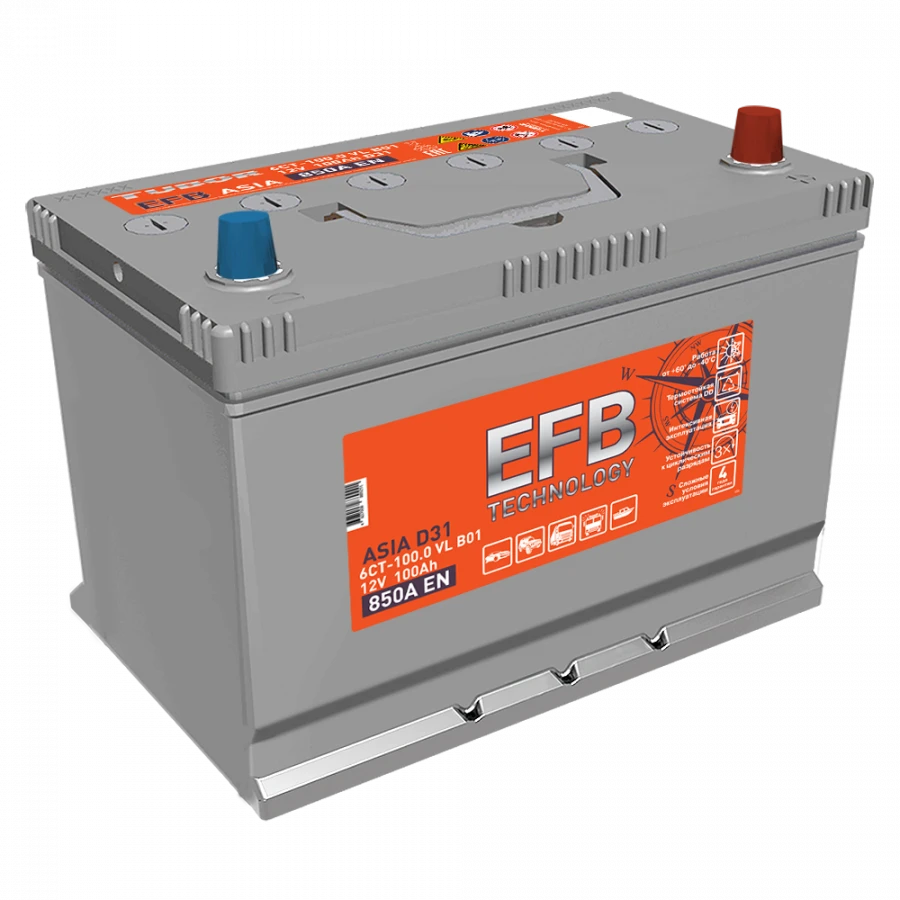 Accumulator battery starter lead-acid TUBOR ASIA EFB 6ST-100.1(0) VL V01