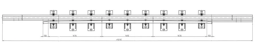 Cross rail with counter rail of type P65 grade 1/11 project 53103.24.000/-01/-02/-03)