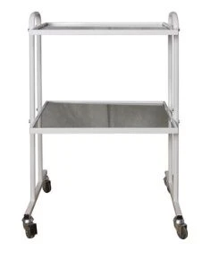 Procedure and manipulation table made of metal frame with glass shelves on wheeled supports (mobile), to be equipped with the fo