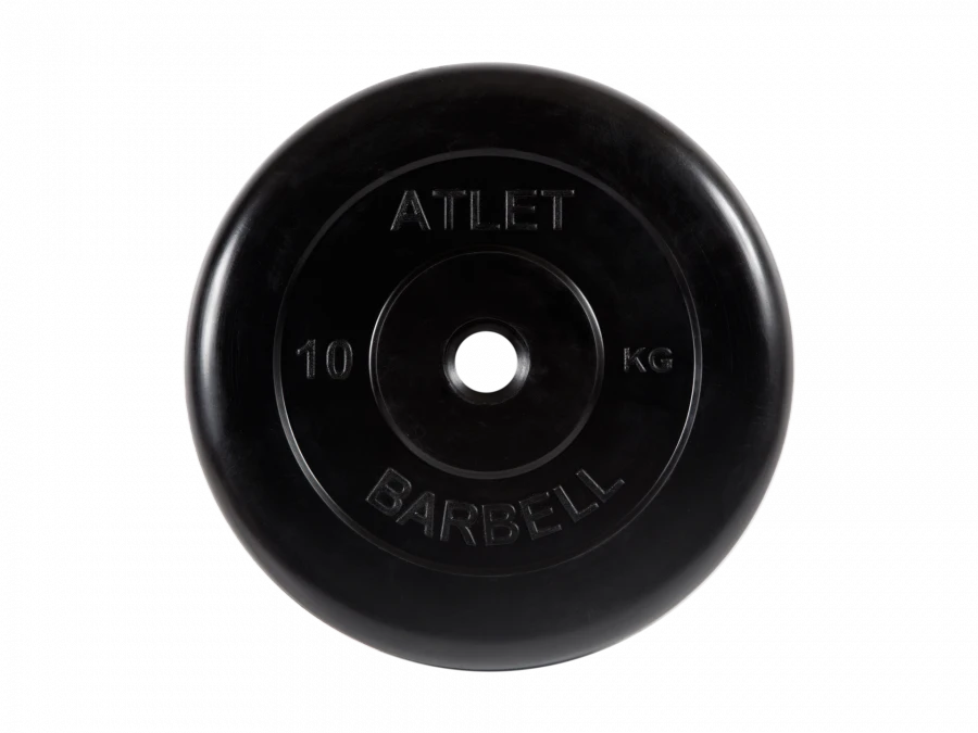 MB-AtletB51-10 Athlete rubber disc, black, 51 mm, 10 kg