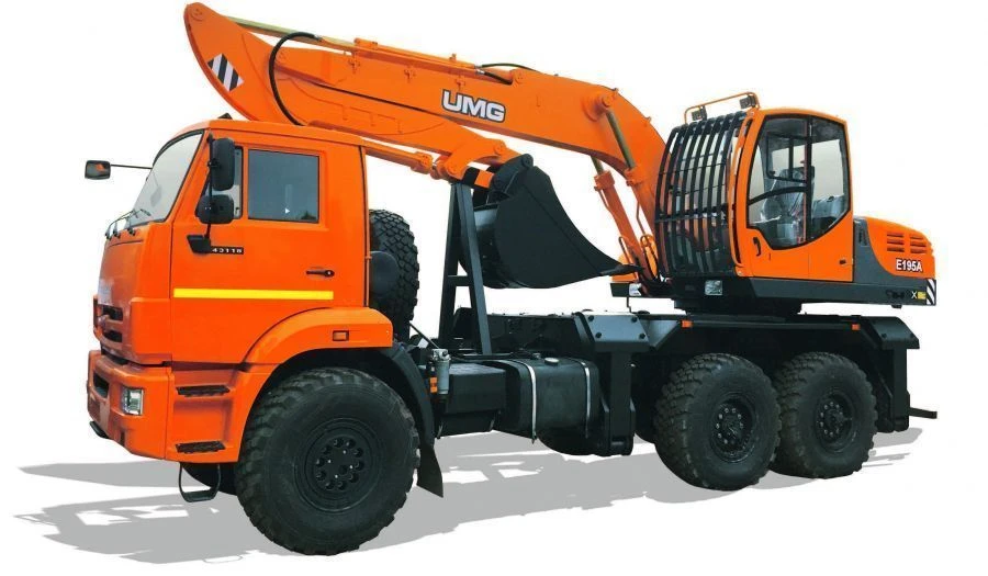 Single-bucket excavator on motor way E195A