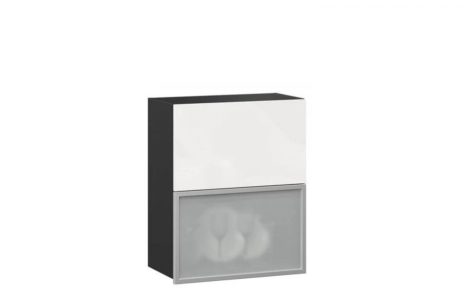 Sherwood LD.281380.000 Horizontal 600 cabinet front with glass (set) (White gloss/Aluminium )