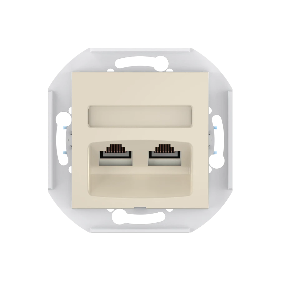 CADUCEUS ALING PRESTIGE Flush-mounted double computer socket with Keystone RJ45 8P8C cat.6 UTP modules, beige, art. 60