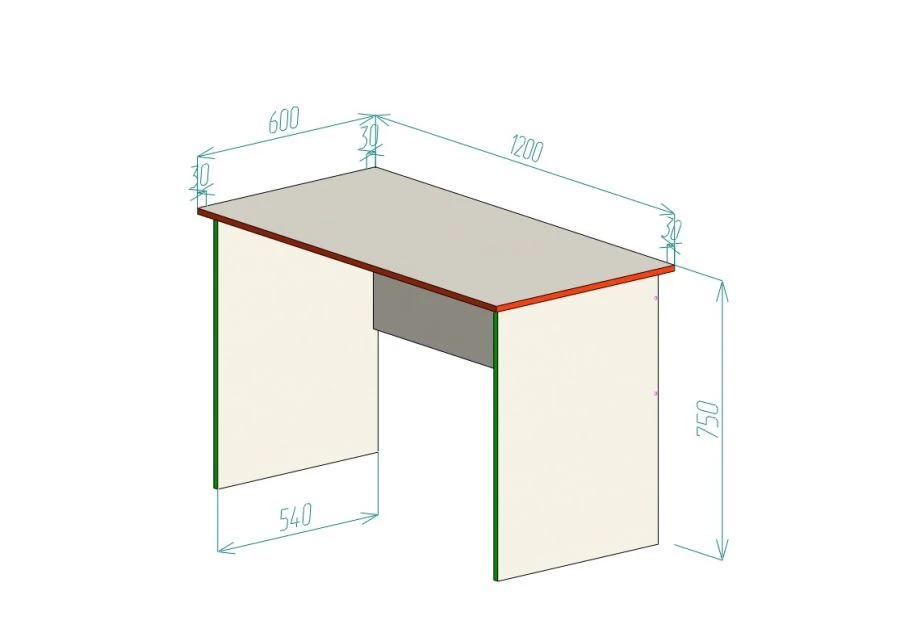 Desk on side panels 1200*600x750
