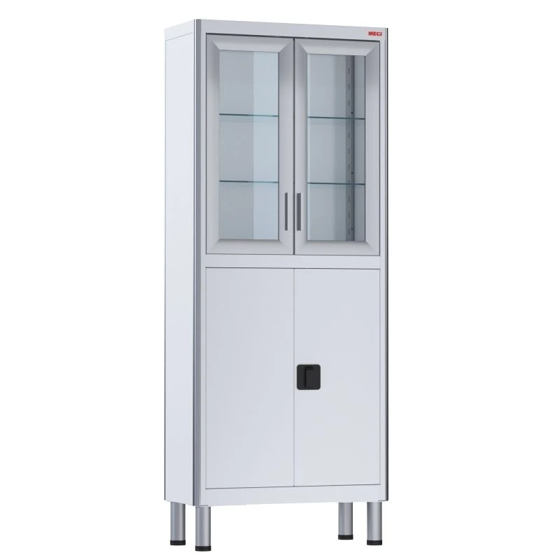 ??-02-"???" (???-7647.12) Two-section medical cabinet, two-leaf, made of aluminium profile and carbon steel, with glass.