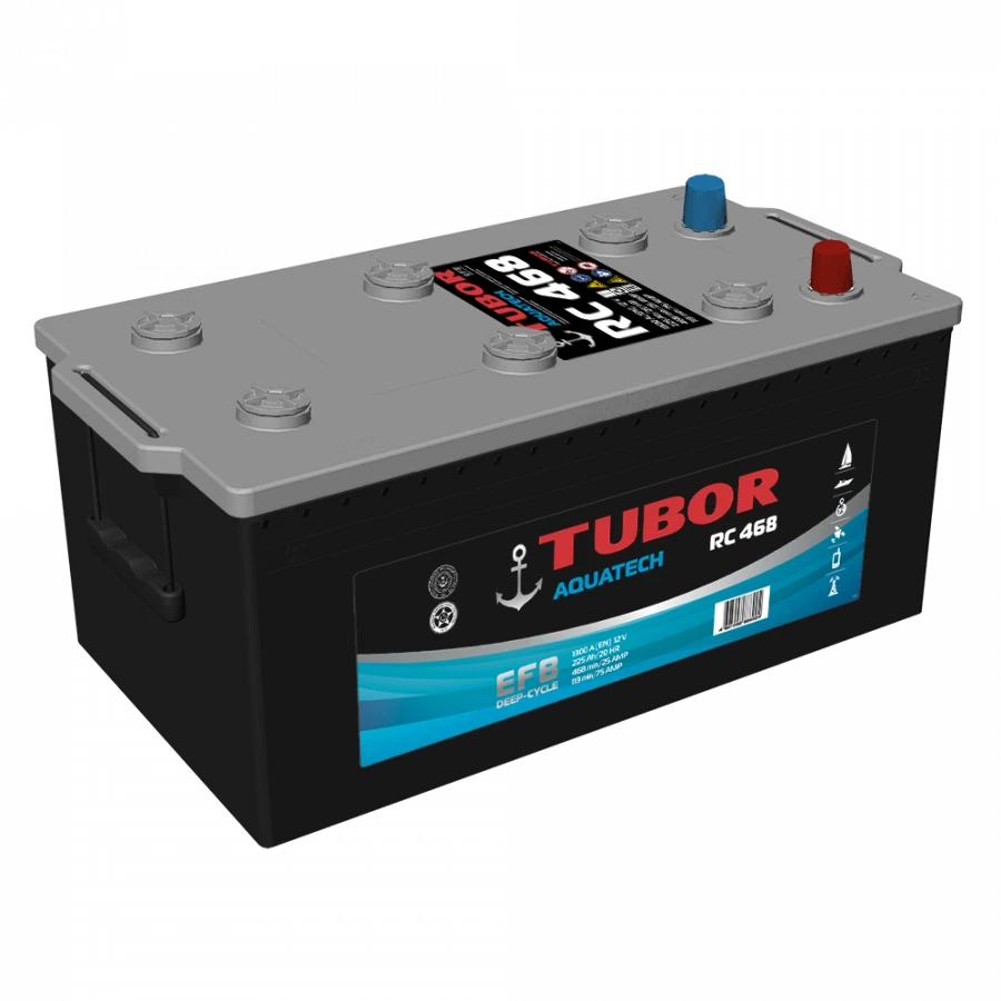 Accumulator battery starter lead-acid TUBOR AQUATECH 6ST-225.3(4) VL (EN)
