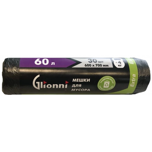 Plastic film bag, trade mark Glionni "EXTRA" 60l