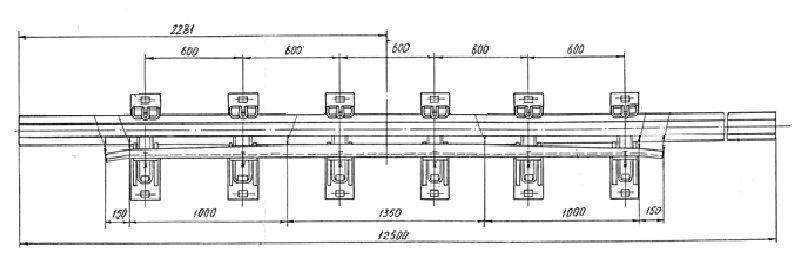 Cross rail with counter rail of P65 type 1/9 (project 2843.14.000/-01)