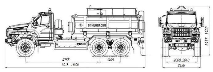 Tank truck for methanol transportation ACM 4680M1-50 on URAL 4320-6951-70, 4320-6951-72, 4320-69-51-74 chassis.