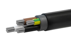 APvVVG power cable with aluminium conductors, cross-linked polyethylene insulation and polyvinylchloride plastic sheathing