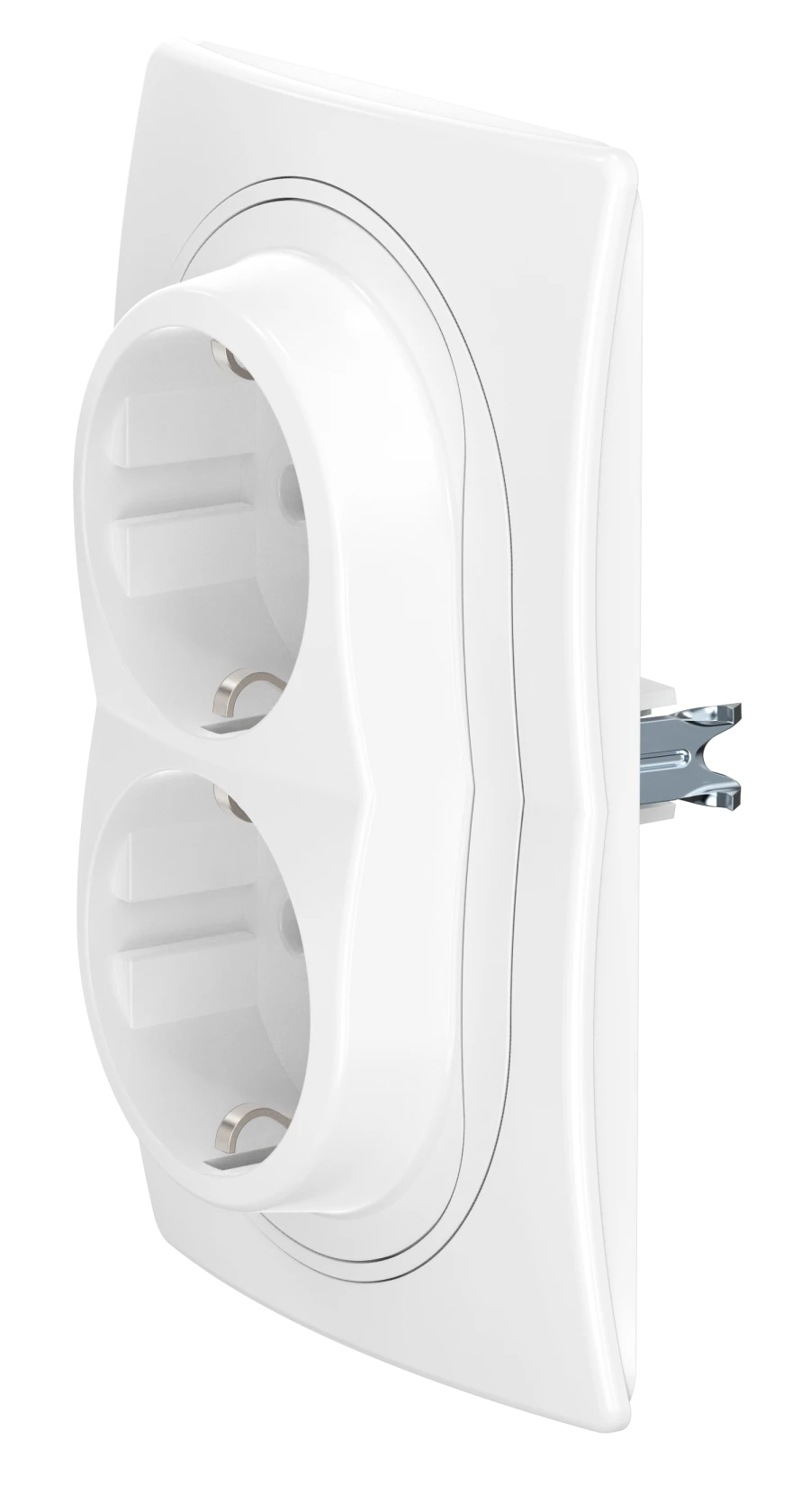 CADUCEUS ALING EON Flush-mounted double earthed socket without blinds with plastic base 16A, 250V~, white, art. no. E