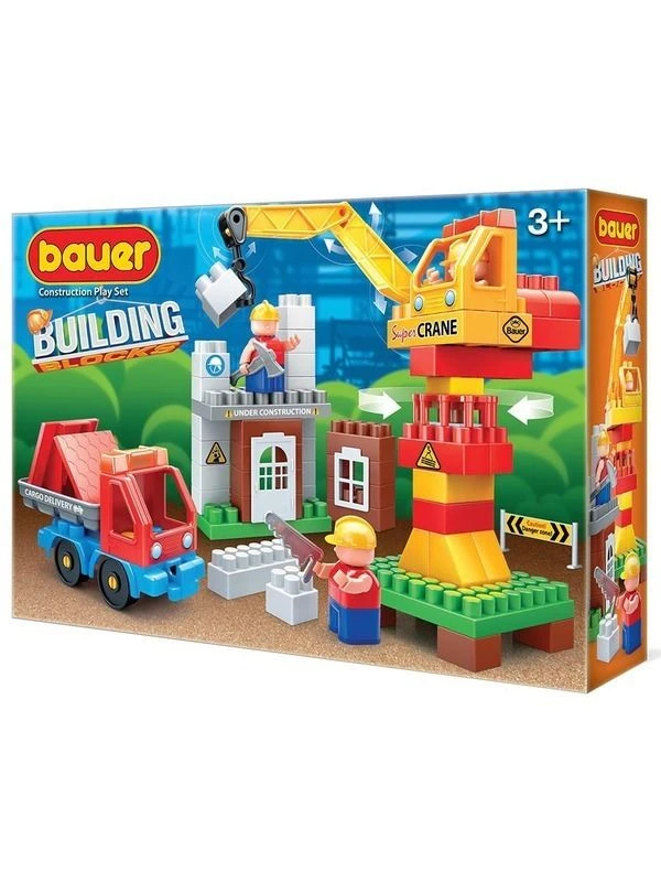 Children's developmental toy Bauer series "Construction" set "Construction site with crane and truck" 95 elements in the