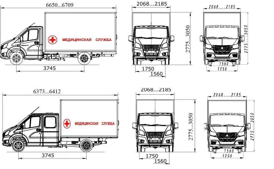 Medical complex of modification: 2250JJ is made on the basis of TC and chassis GAZ (GAZelle NEXT), modifications C41R92, C42R92.
