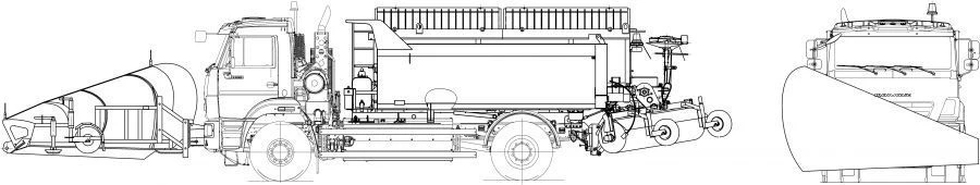 Road combined sweeping machine DMK-65V on the basis of KAMAZ 53605-37 chassis