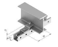 Beam clamp with thread SMA 637, overall dimensions 40x90 mm, metal thickness 5,0 mm, hot-dip galvanised steel