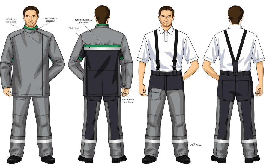 Men's summer suit (jacket, trousers) for protection against elevated temperatures (thermal radiation, convective heat, short-ter