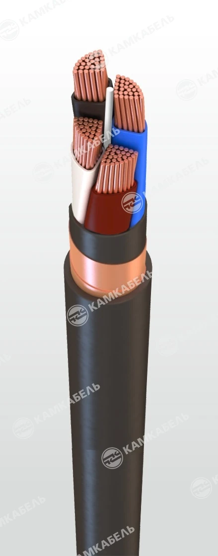 Power cable with copper conductors insulated with polyvinylchloride plasticate of reduced fire hazard for voltage 660, 1000