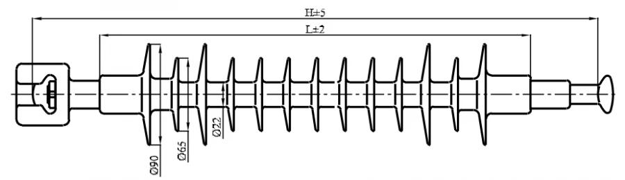 Linear suspended rod insulator with protective sheath made of organosilicon composition LC 120/35-I-3 GP