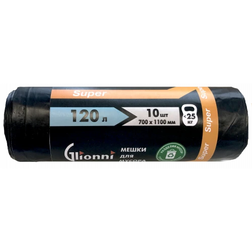 Plastic film bag, trade mark Glionni "SUPER" 120l