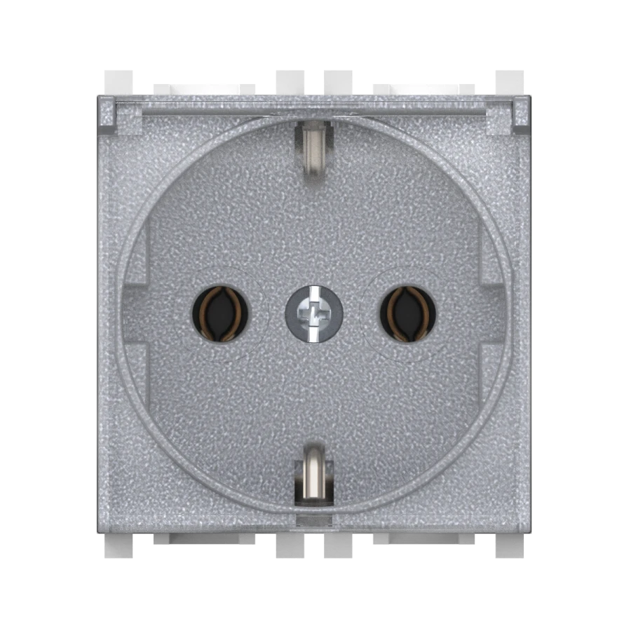 CADUCEUS ALING Experience flush-mounted socket outlet with cover 16A, 250V~, 2M, silver, art. 74103.S