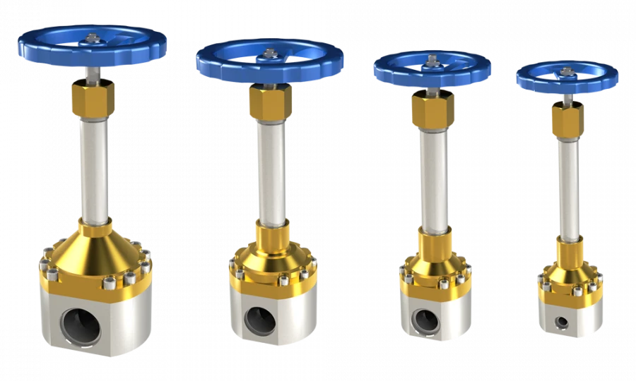 Cryogenic bore stop valve DN40 PN50 with extended stem with check valve function