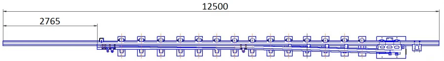Straight frame rail with curved shank of the project 2768.01.000RK2-01