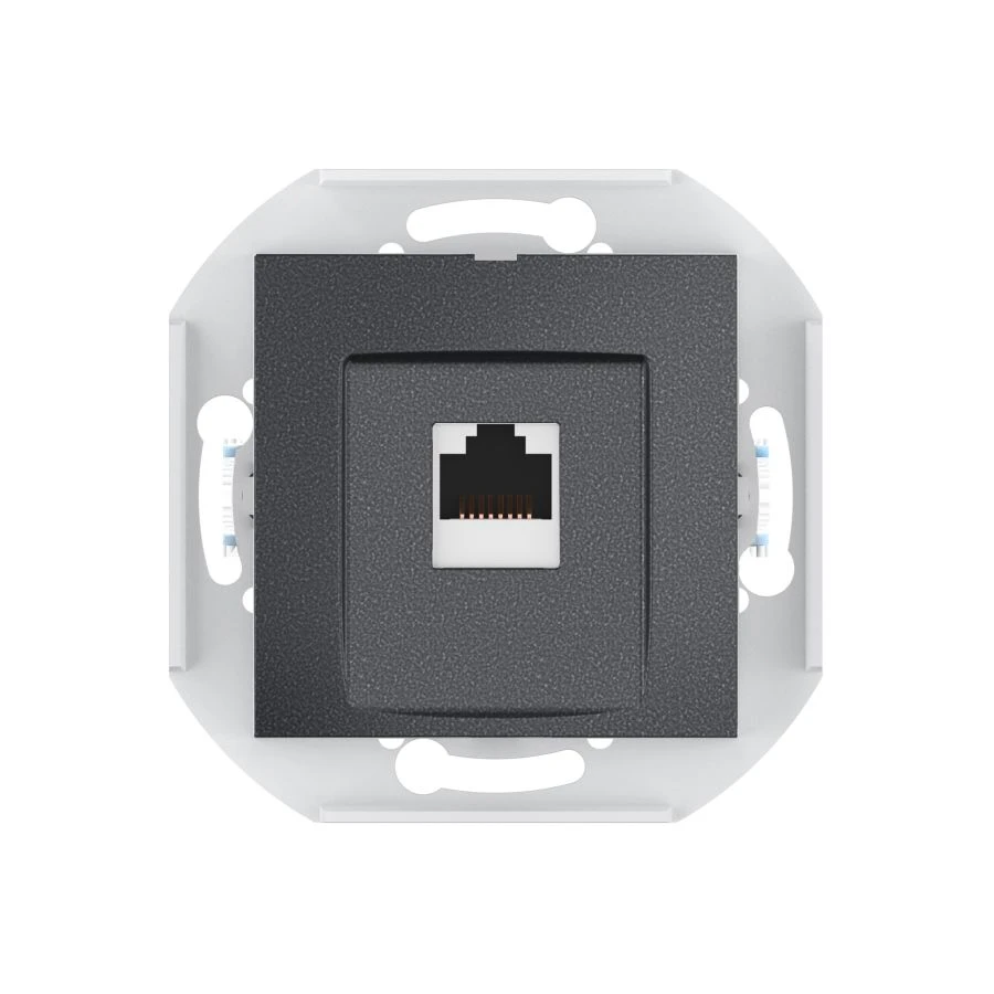 CADUCEUS ALING PRESTIGE Flush-mounted computer socket with Keystone RJ45 8P8C cat.6 UTP module, graphite, art. 60150.2 (mech