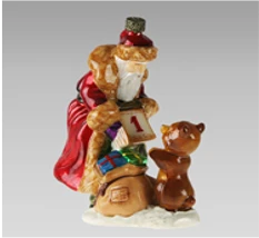 Handmade glass Christmas tree toy "Father Frost and bear with calendar"