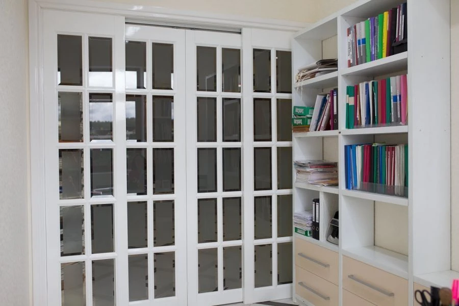 Wooden office shelving unit