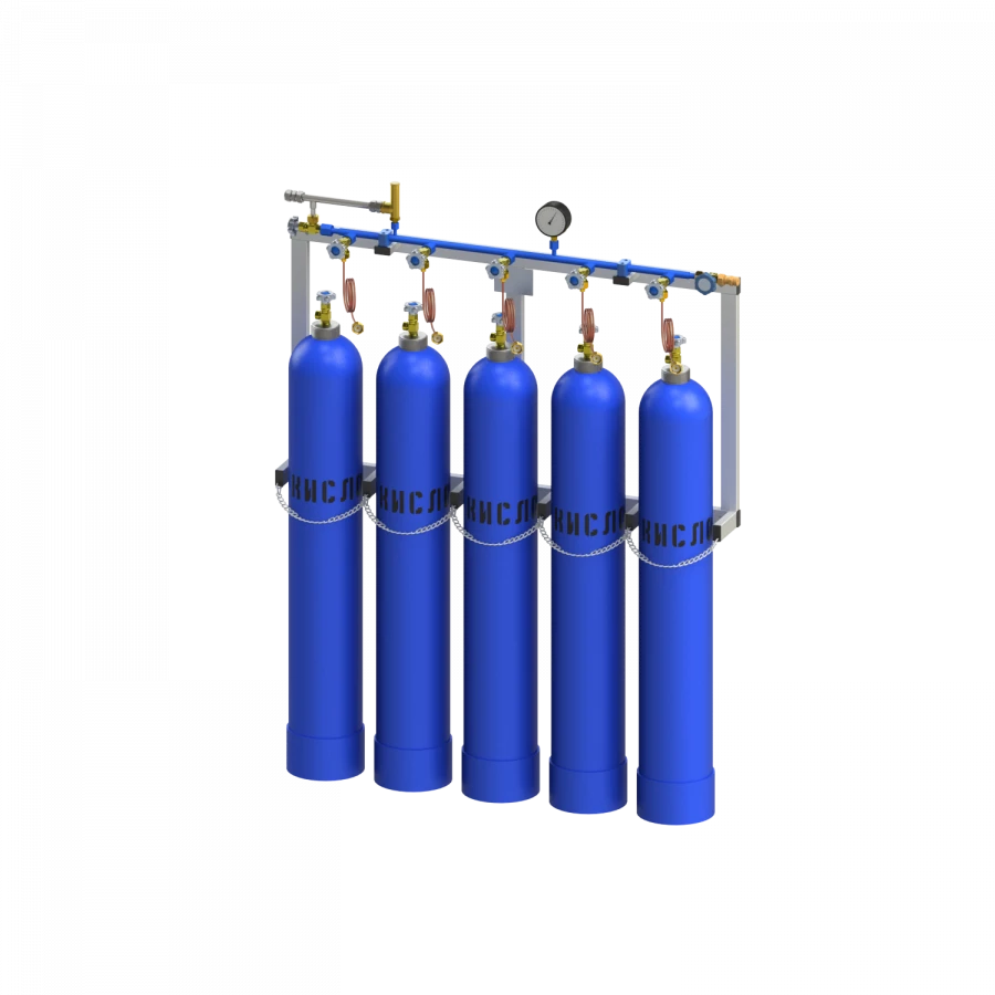 Oxygen filling ramp for five cylinders in frame RNK-5-P