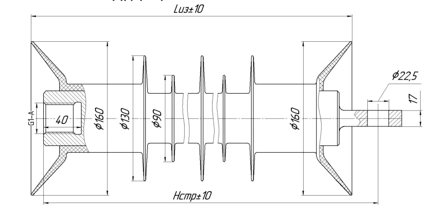 Insulator fixing rod insulator with ribbed sheath made of organosilicon rubber FSPKr 160-25/1,5-P