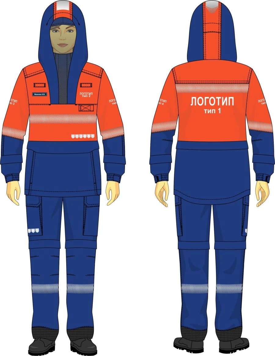 Women's suit in the corporate style of PJSC Gazprom Neft (jacket, trousers) for protection against thermal risks of electric arc