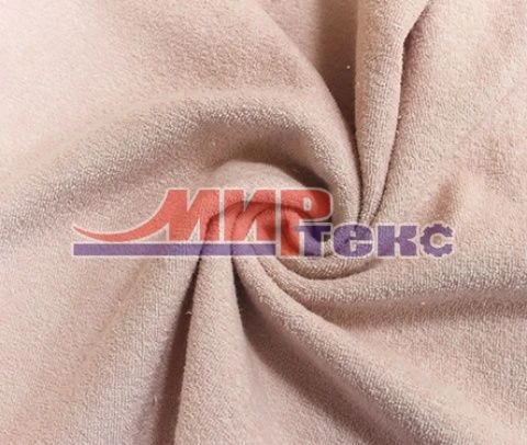 Cotton knitted fabric (cotton-100%), smooth-dyed, plush, one-sided looped fleece on the basis of kulirnaya glide