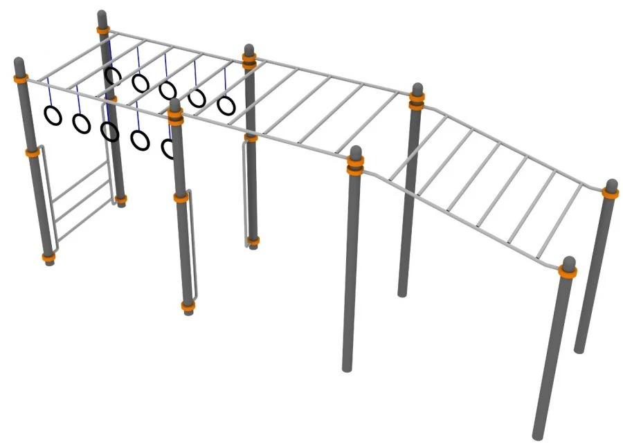 Handrail with height change and possibility of using additional accessories (movable rings), 6 m long, with auxiliary accessorie