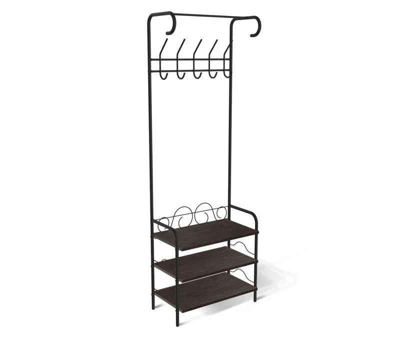 Floor coat rack with shoe cabinet