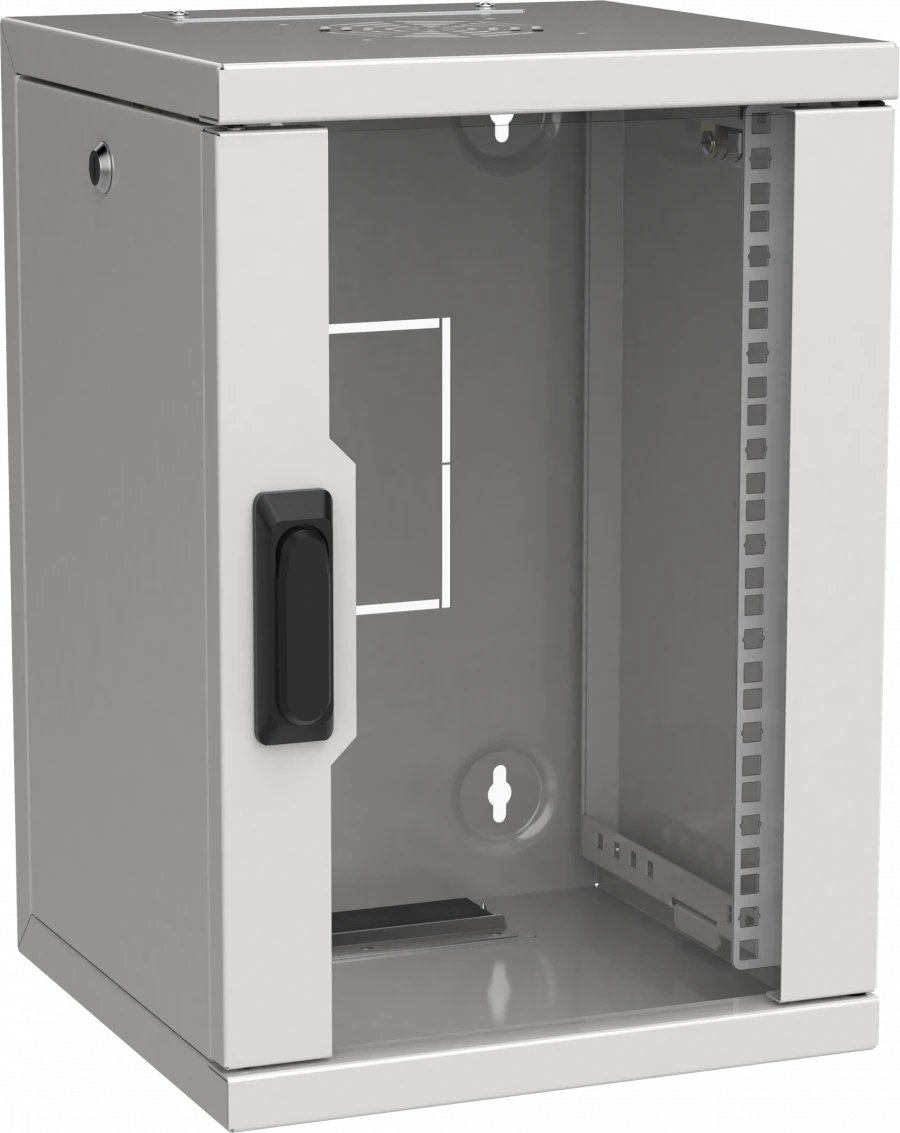 LWS3-09U33-GF ITK LINEA WS Cupboard 10" 9U 320x310mm glass door grey.