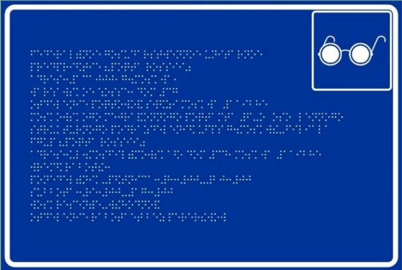 Braille information sign (tactile sign)