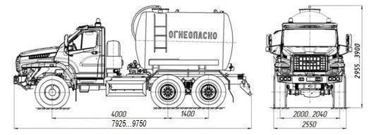 Tanker truck for oil and gas condensate collection AKN/AKNS 4680M9-10 on URAL 4320-6151-71, 4320-6151-73, 4320-6151-75 chassis.
