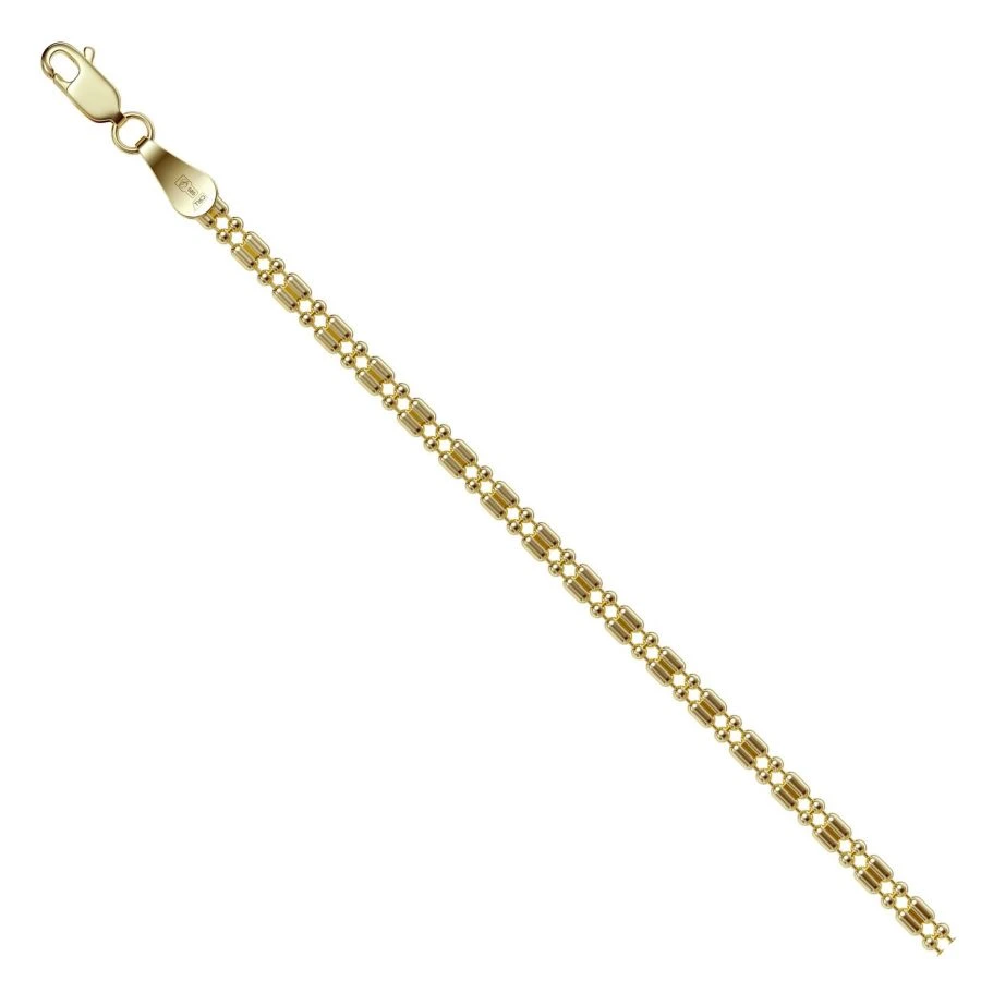 Bracelet of 585 yellow gold Ball + barrel parallel of 2 chains NB15-338 1.5MM 24CM 4.35G