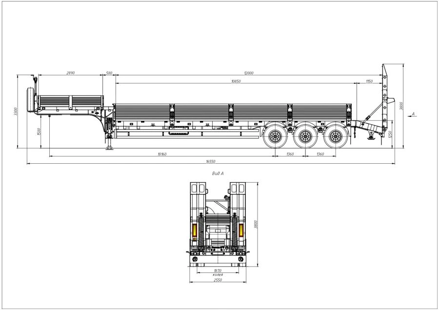 Semitrailer 98134B (loading space design - supporting frame, platform, sides, gangway)