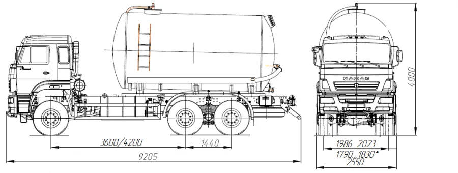 Vacuum tanker MB 4680A9-40 on chassis KAMAZ 65225-53, 65225-54, 65225- RT
