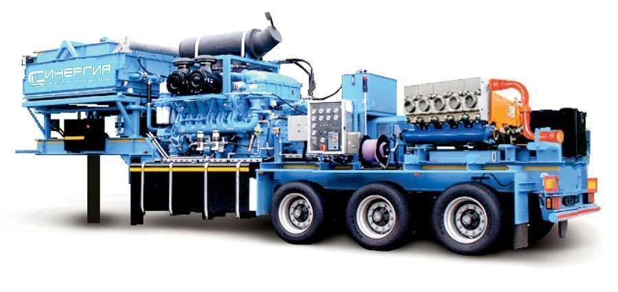 Pumping unit for hydraulic fracturing of reservoirs CIN31.75
