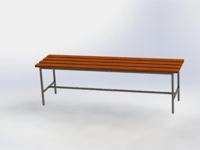 Bench on metal frame