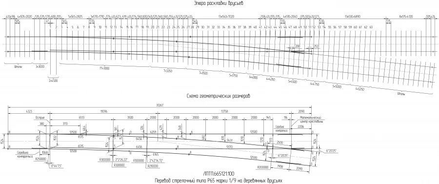 Switching of arrow type P65 of 1/9 gauge 1524 mm MUP of project LPTP.665.121.100-01